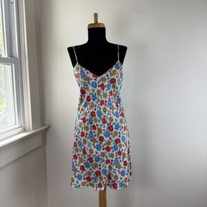Vintage Silk Floral Lingerie Slip | Delicates 90s Mini Dress, Romantic Grunge